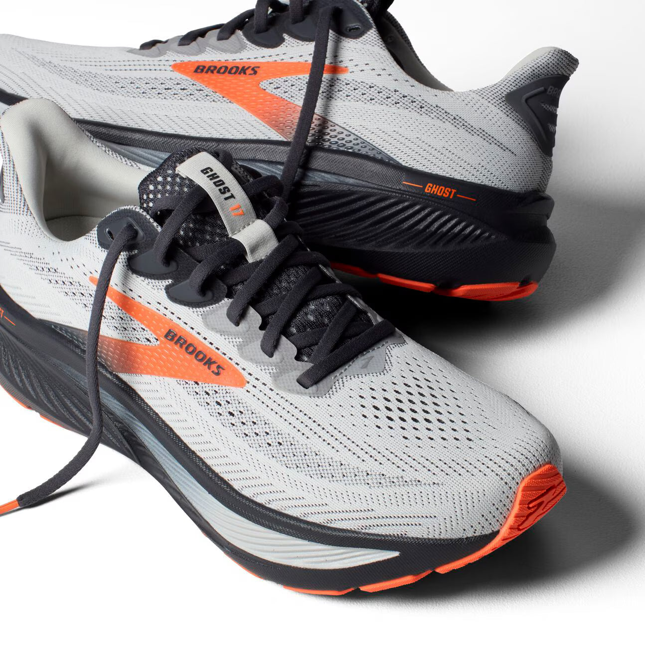 Brooks Men's Ghost 17 (Narrow) - Oyster Mushroom/Orange/Ebony