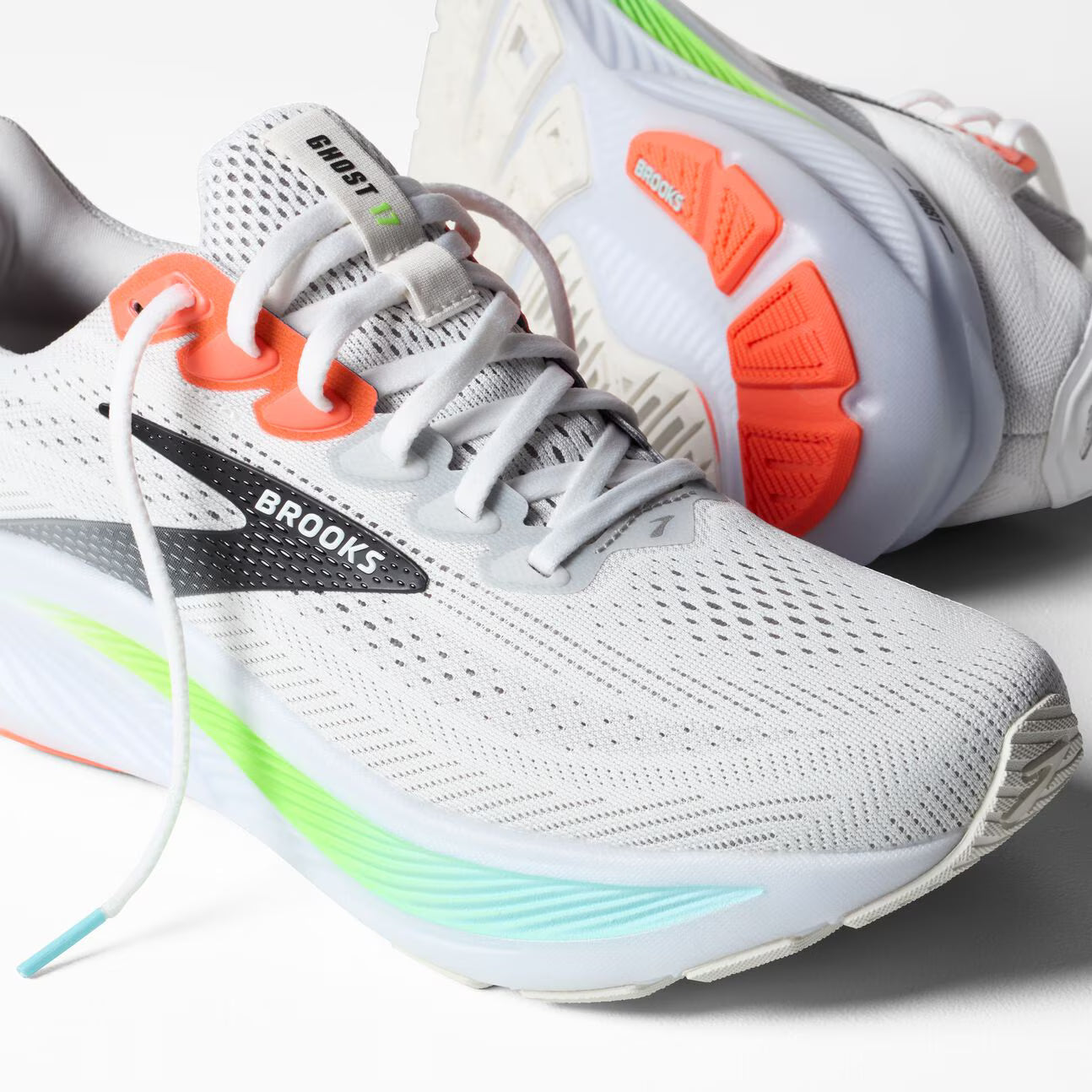 Brooks Men's Ghost 17 - White/Pink Clay/Gecko