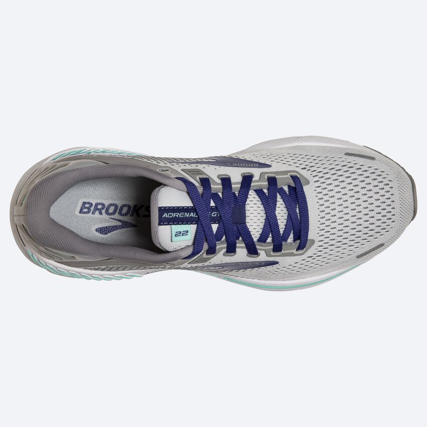 Brooks Womens Adrenaline GTS 22 Wide- Alloy/Green/Blue (1203531D045)