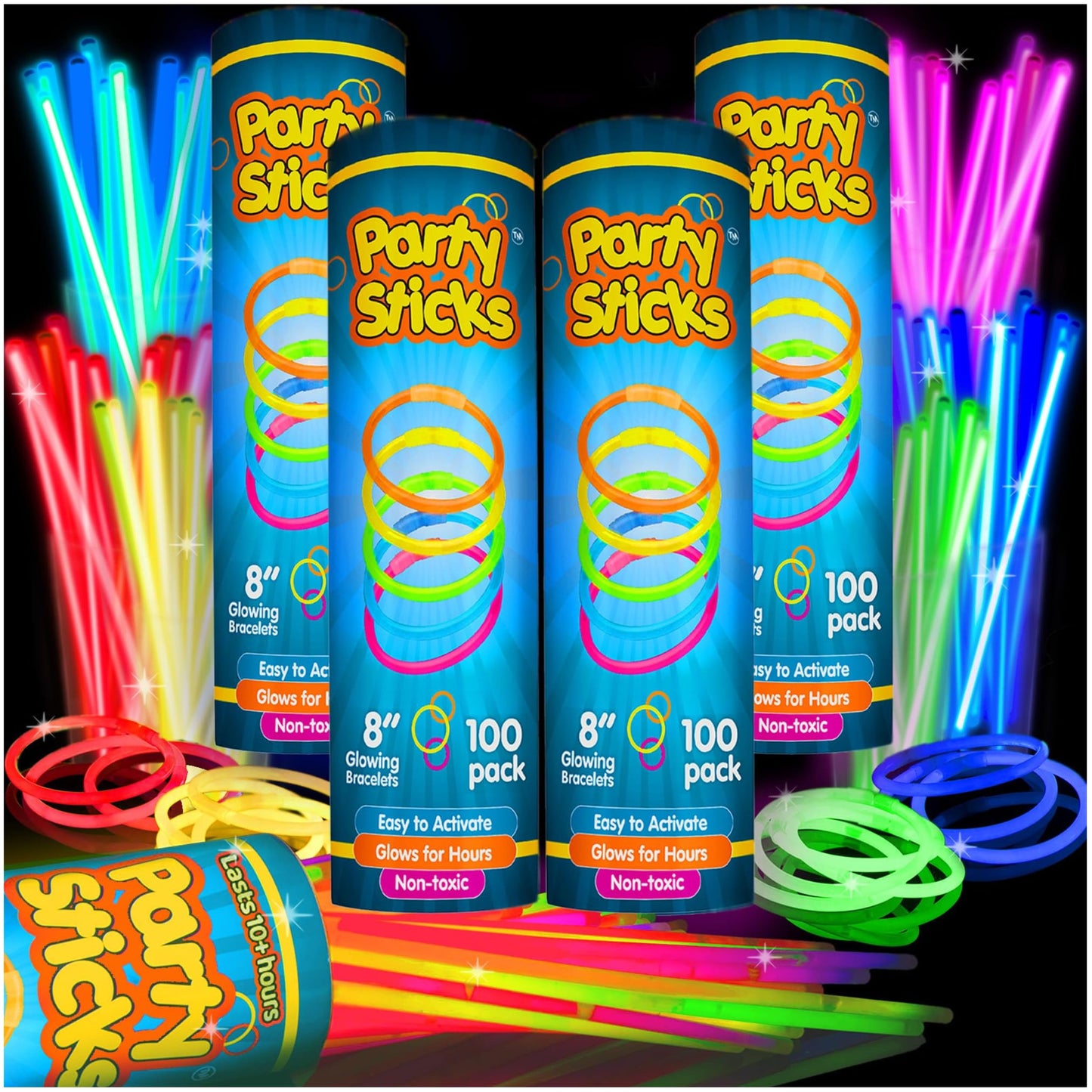 Glow Sticks Bulk Party Favors 400pk - 8” Glow in the Dark Party Supplies Light Sticks Neon Party Glow Necklaces and Bracelets for Kids or Adults