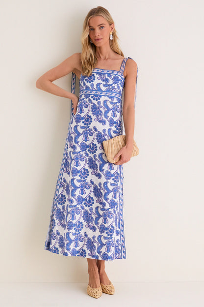 Brocade Azul Tali Maxi Dress