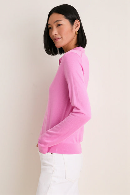 Carnation Pink Cashmere Silk Theo Polo