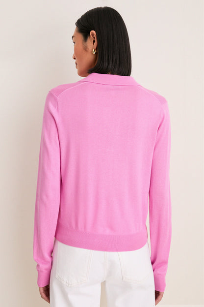 Carnation Pink Cashmere Silk Theo Polo
