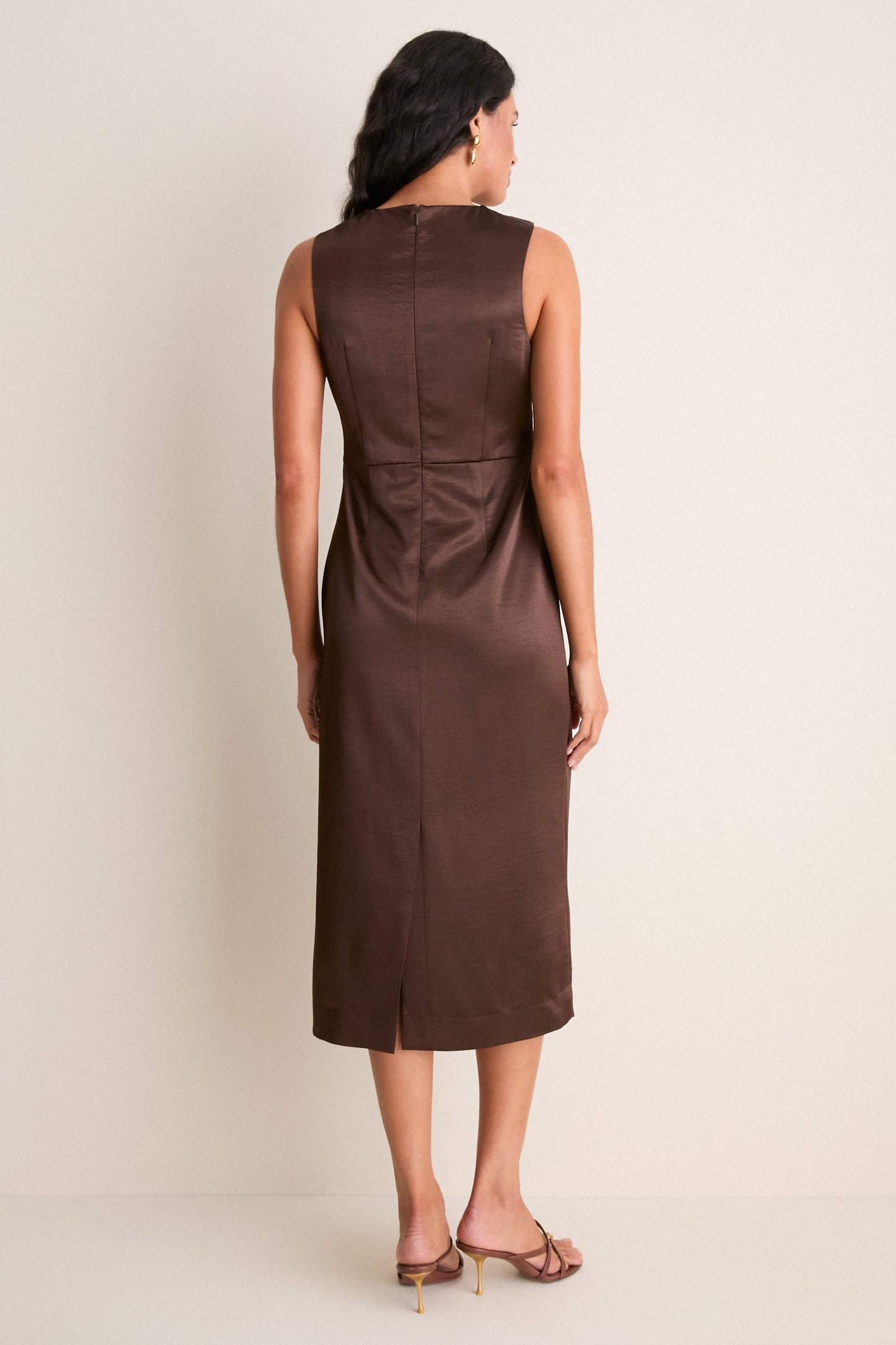 Cappuccino Satin Celeste Midi Dress