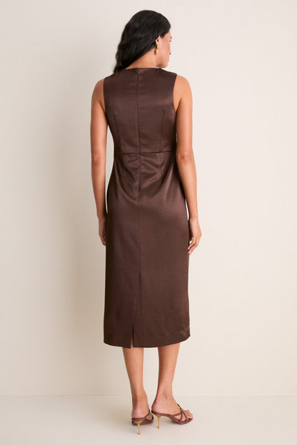 Cappuccino Satin Celeste Midi Dress