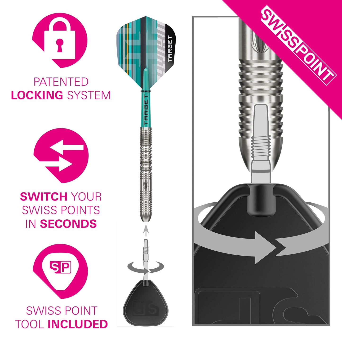 TARGET - 22g - Hydro SP 01 - Steel Tip Swiss Point - 90% Tungsten Darts