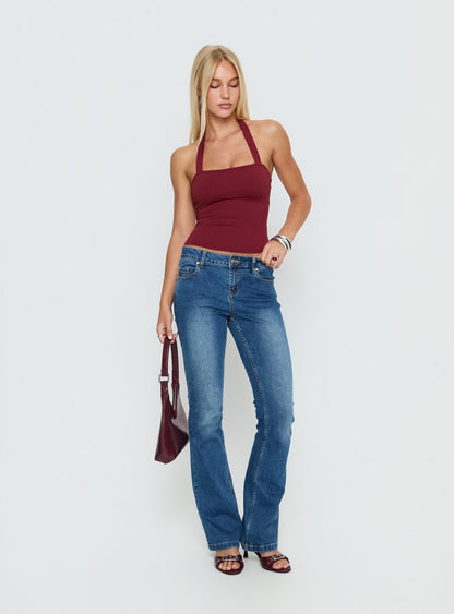 Ghisella Square Neck Halter Top Cherry
