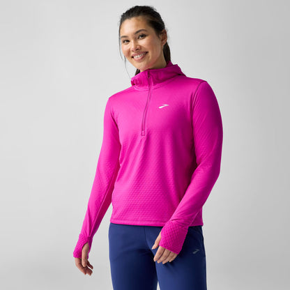 Brooks Women's Notch Thermal Hoodie 3.0 - Magenta - WOMEN