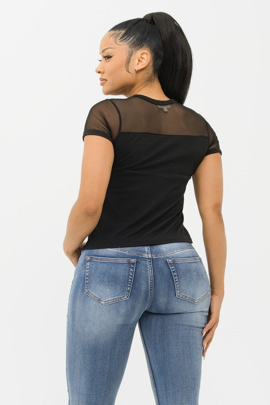 Anika Black Graphic Short Sleeve Tee Shirt