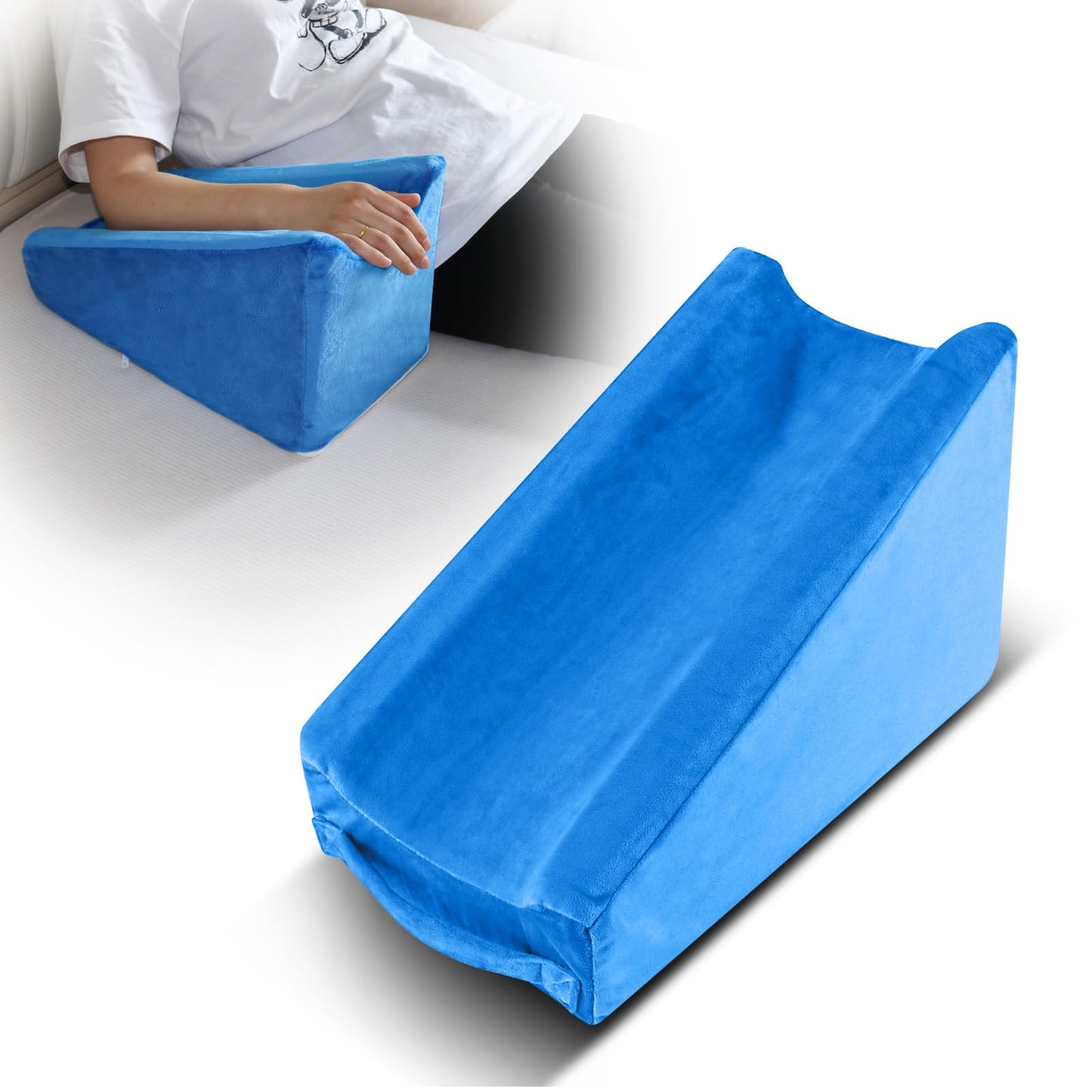Hossmily Arm Elevation Pillow Arm Wedge Elevation Pillow Excellent Ergonomic Elbow Support Pillow for Sleeping Arm Pads Elbow Pillow with Removable Pillow Case-Blue