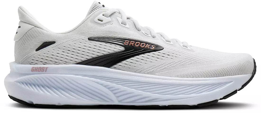 Brooks Women's Ghost 18 (Extra Wide) - White/Black/Rose Gold