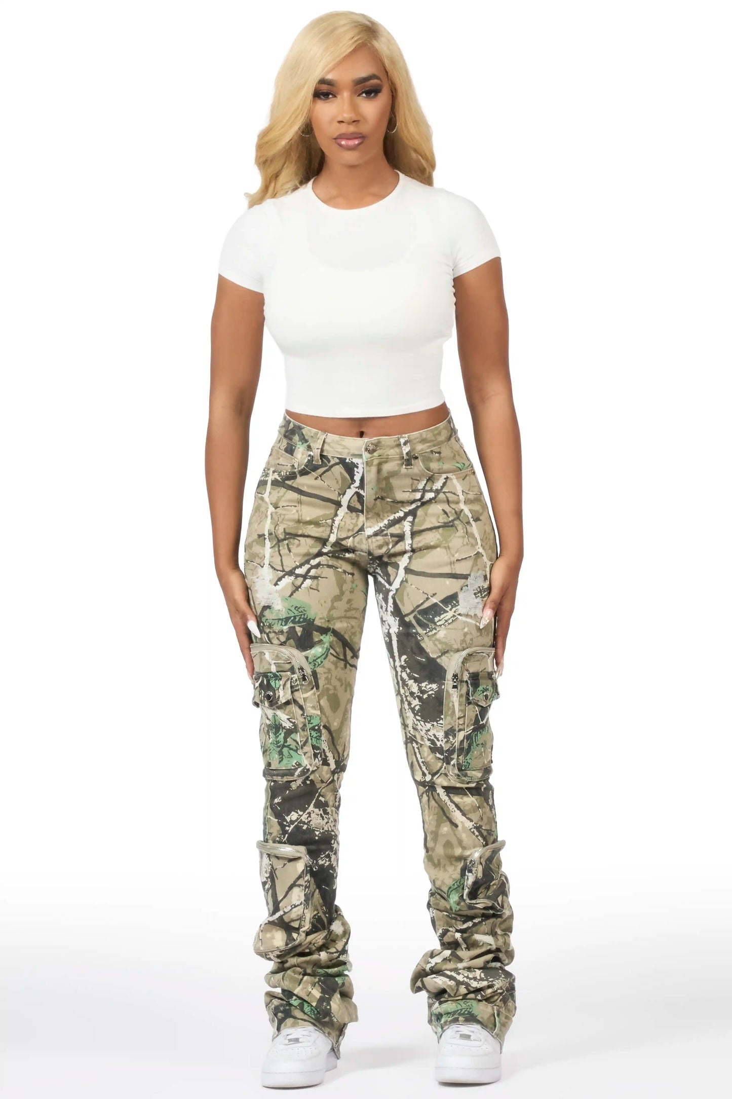 Alisson Tree Camo Cargo Super Stacked Jean
