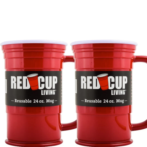 24 Oz Beer Mugs Set of 2 | Reusable Party Mug Glass & Tumbler | Party Cups Ideal for Kids & Adults | Reusable Drinking Supplies for Birthday Party Camping | Durable & Unbreakable BPA Free
