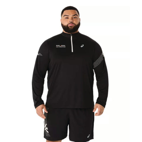 2026 Rose Bowl Half Marathon - ASICS Men's Icon Long Sleeve 1/2 Zip Black (2011D459) (RB26-05)