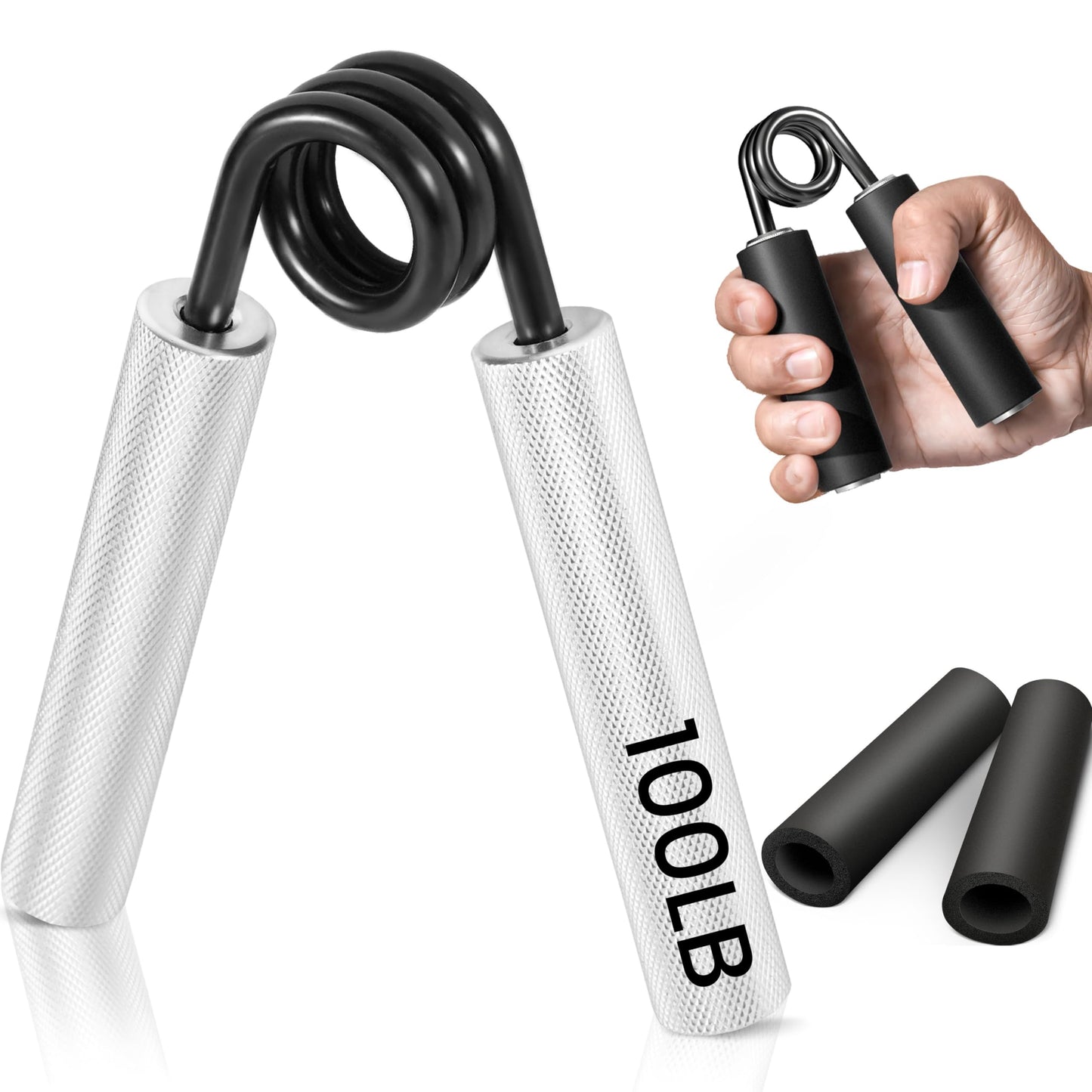 FLYFE Grip Strength Trainer Hand Grip Strengthener Forearm Strengthening Devices Metal Hand Exercisers Non-Slip Wrist Workout Trainer for Men Women Training Recovery 1/4/6 Pack 50LB-350LB