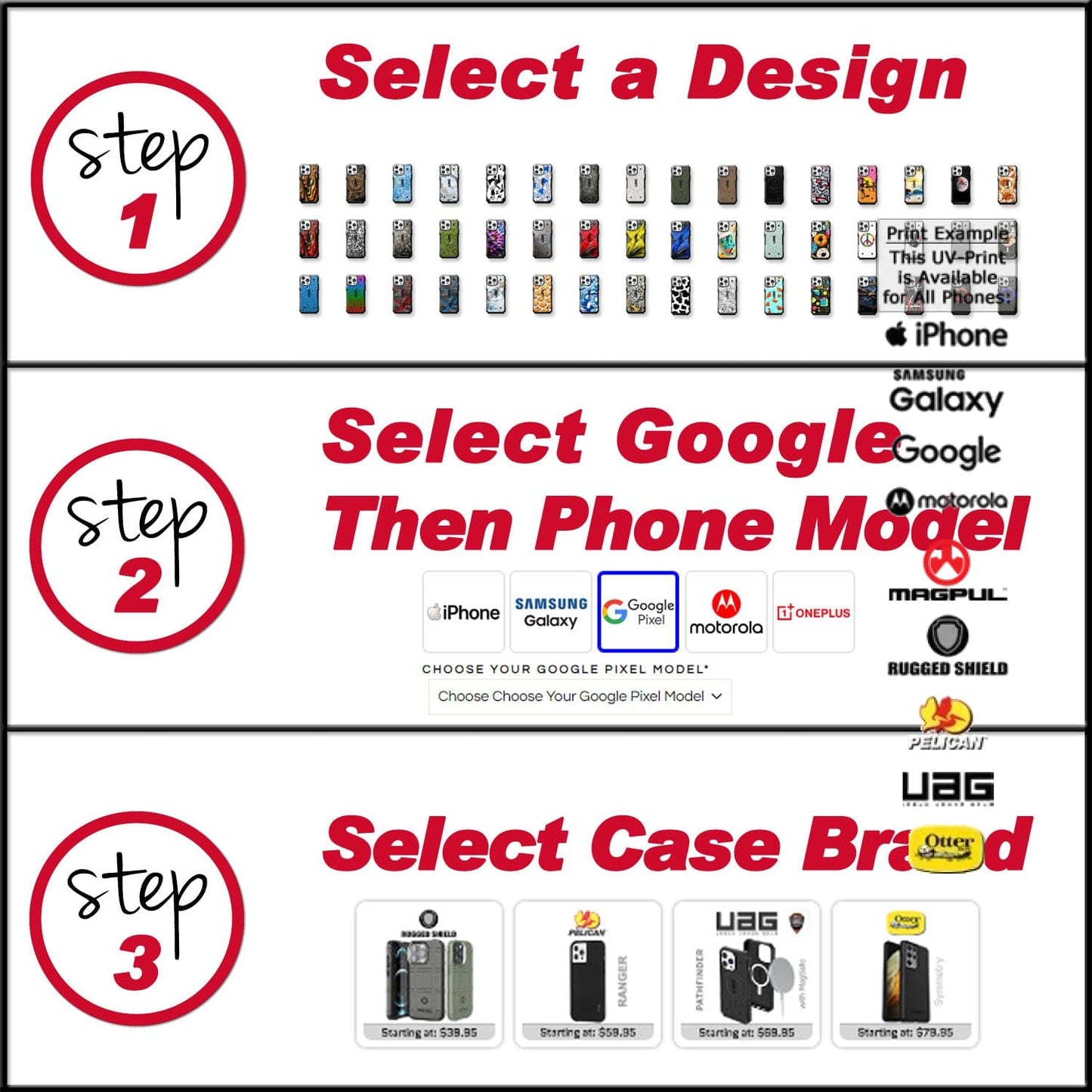 Since Every Limited Edition Case we make is Custom-Printed, this is how to select your Google Pixel Phone Case Model here at EGOTactical.com