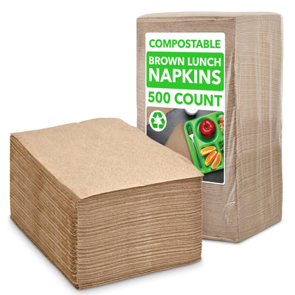 Brown Napkins Disposable Paper Napkins Everyday 500 Count Compostable Biodegradable Eco-Friendly Tan Napkins Bulk for Commercial Restaurants Dinner Parties Crafts