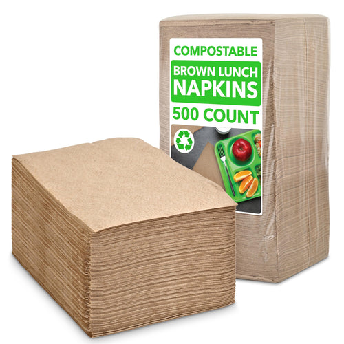 Brown Napkins Disposable Paper Napkins Everyday 500 Count Compostable Biodegradable Eco-Friendly Tan Napkins Bulk for Commercial Restaurants Dinner Parties Crafts