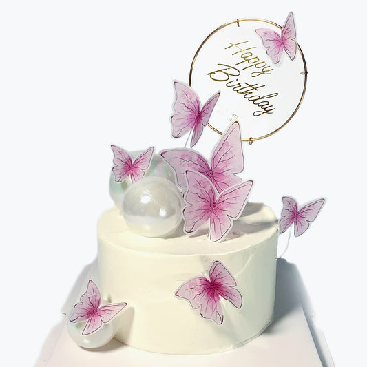 11-Pieces Red Butterfly Cake Toppers Happy Birthday Metal Gold Happy Birthday Cake Topper Butterfly Birthday Cake Decorations Cake Butterfly Party Decorations