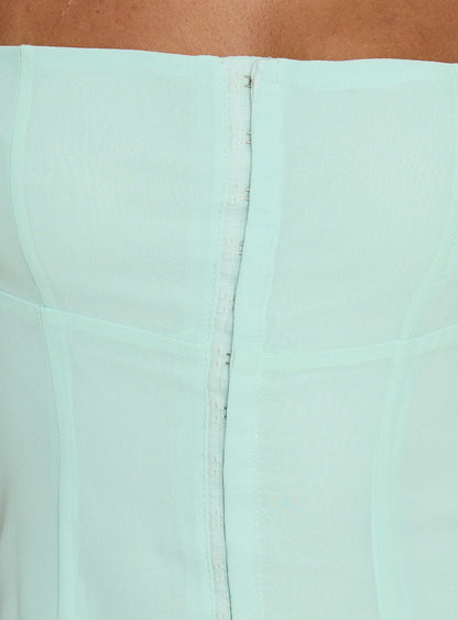 Delamere Tie Neck Top Aqua