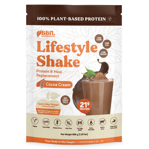 BBfL BBfL Vegan Meal Replacement Protein Shakes,  (15 Servings, Cocoa Cream) - 1.29 LB 6 Pack