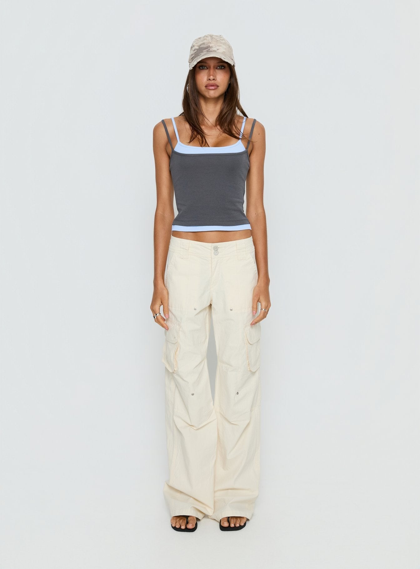 Maeka Layered Jersey Tank Top Grey / Blue