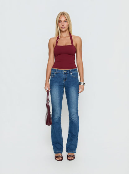 Ghisella Square Neck Halter Top Cherry