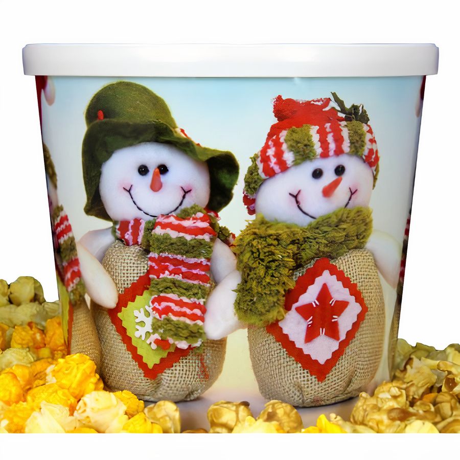 Argires Snacks Holiday Snowman Tub Cheddarcorn & Caramel corn Mix (Seasonal, ships November - January) - 1 GAL 1 Pack
