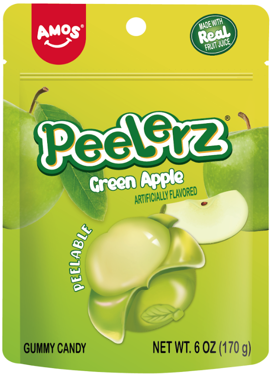 Amos Peelerz Green Apple Gummy Candy - 6 OZ 36 Pack