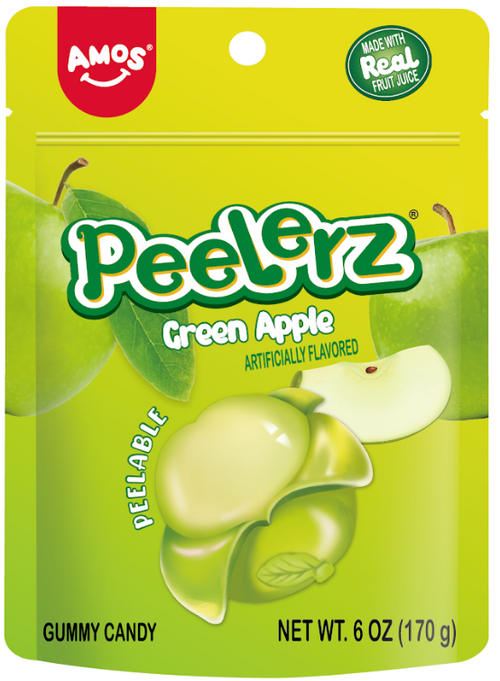 Amos Peelerz Green Apple Gummy Candy - 6 OZ 36 Pack