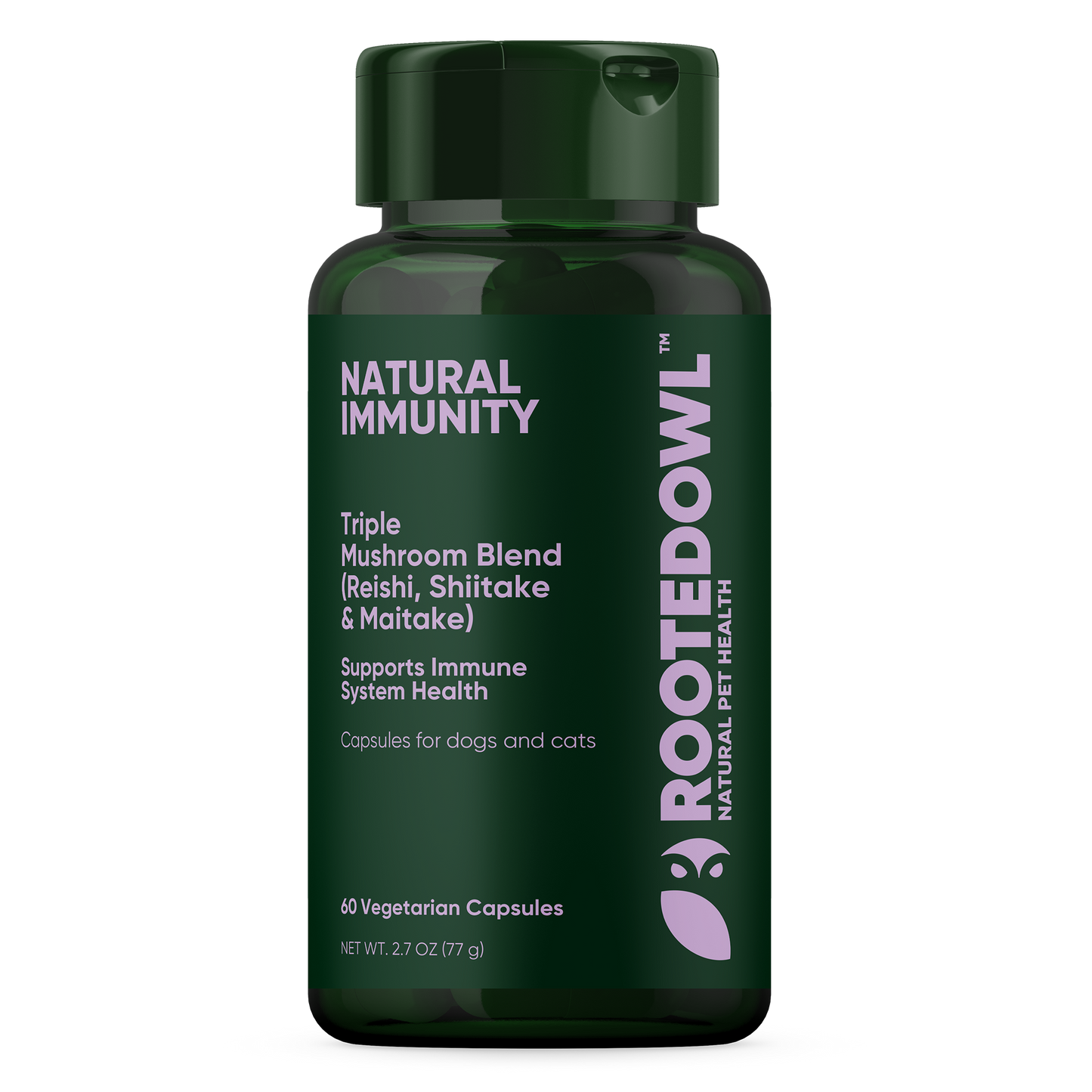 Animal And Plant Sciences Natural Immunity Vegan Capsules with Triple Mushroom Blend for Dogs and Cats - 60 CT 12 Pack
