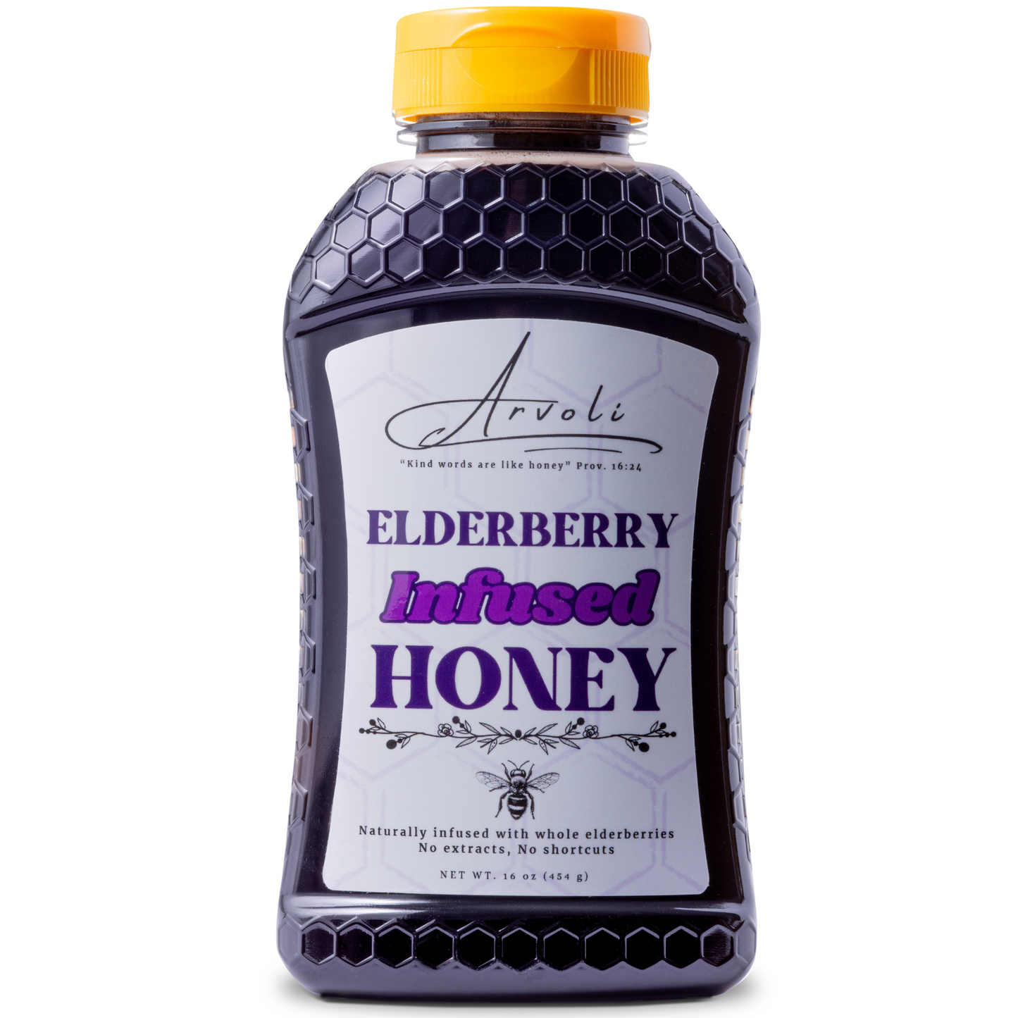 Arvoli Honey elderberry infused Honey Squeeze Bottle - 16 OZ 10 Pack