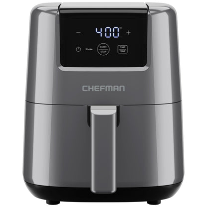 CHEFMAN 2 Qt Mini Air Fryer – Digital Space-Saving Compact Air Fryer with Nonstick and Dishwasher Safe Basket Quick & Easy Meals in Minutes Features Digital Timer and Shake Reminder – Grey