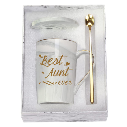 Best Aunt Ever Mug Best Aunt Ever Coffee Mug Best Aunt Ever Gifts Best Aunt Ever Cup Aunt Coffee Mug Birthday Mothers Day Gifts for Aunt from Nephew Niece 14 Ounce Grey with Gift Box Spoon Coaster