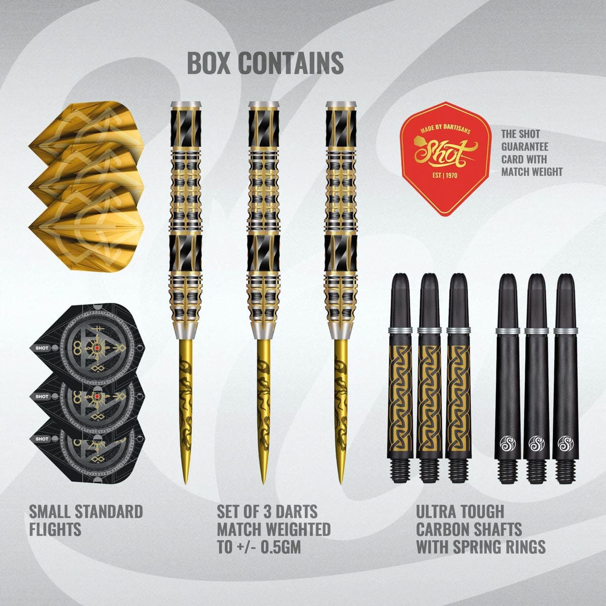 SHOT - 23g - Alchemy Auro - 95% Tungsten - Steel Tip Darts