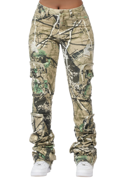 Alisson Tree Camo Cargo Super Stacked Jean