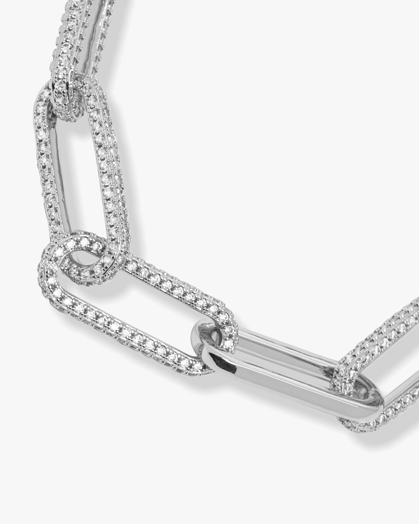 Carrie Pavé Chain Link Bracelet 8mm - Silver|White Diamondettes