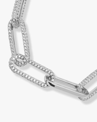Carrie Pavé Chain Link Bracelet 8mm - Silver|White Diamondettes