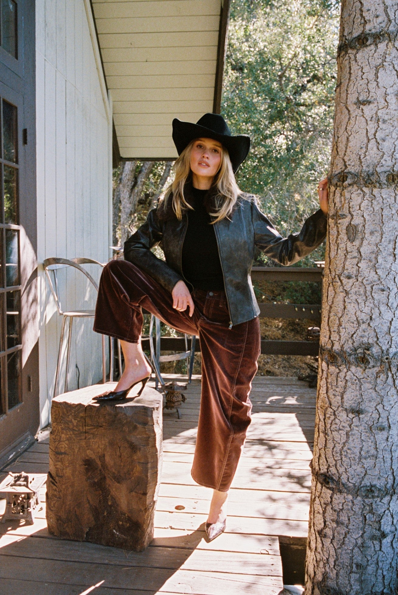 Gracyn Mulberry Velveteen Barrel Pants
