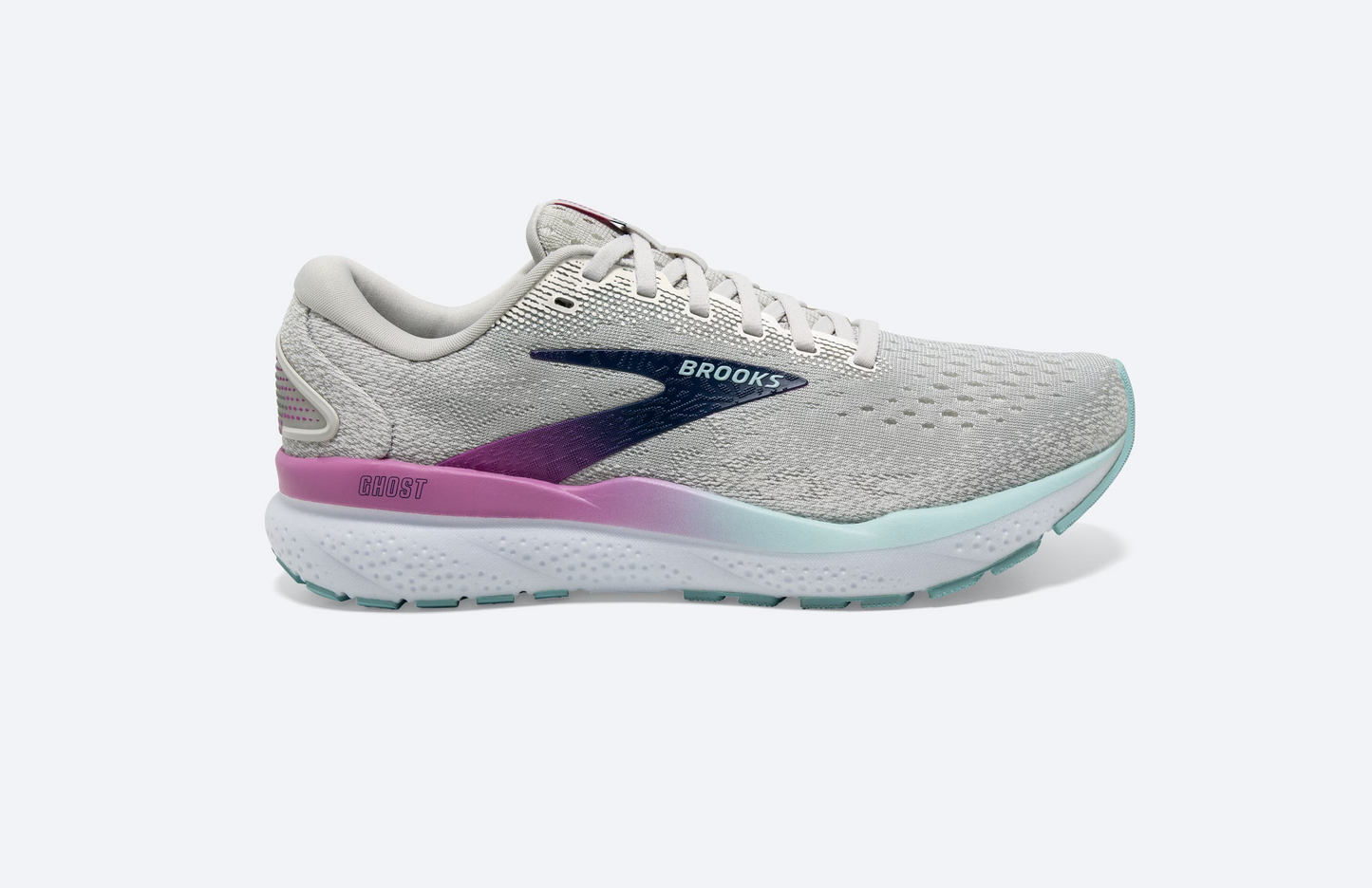 Brooks Womens Ghost 16 Wide - White/Grey/Estate Blue (1204071D175)