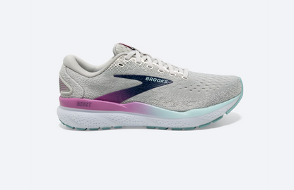Brooks Womens Ghost 16 Wide - White/Grey/Estate Blue (1204071D175)