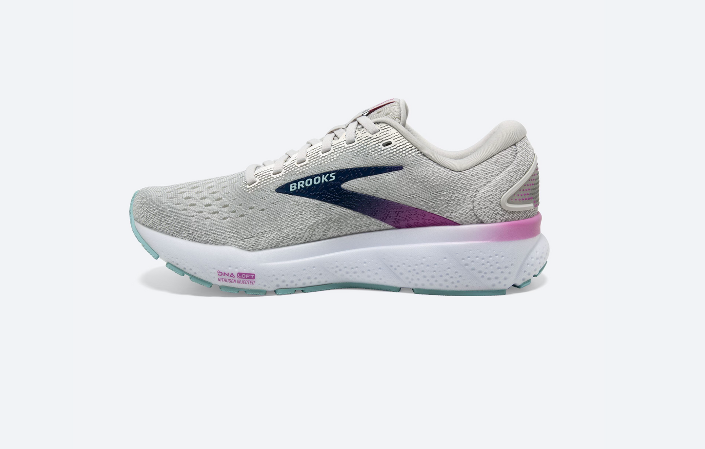 Brooks Womens Ghost 16 Wide - White/Grey/Estate Blue (1204071D175)