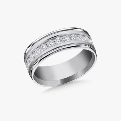 Channel Set Diamond Wedding Band 8mm
