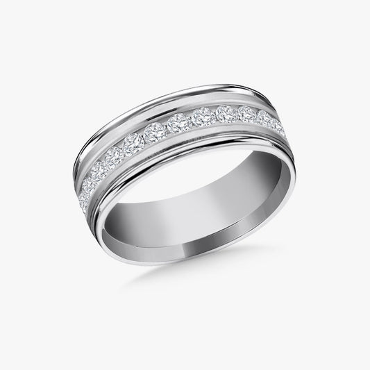 Channel Set Diamond Wedding Band 8mm
