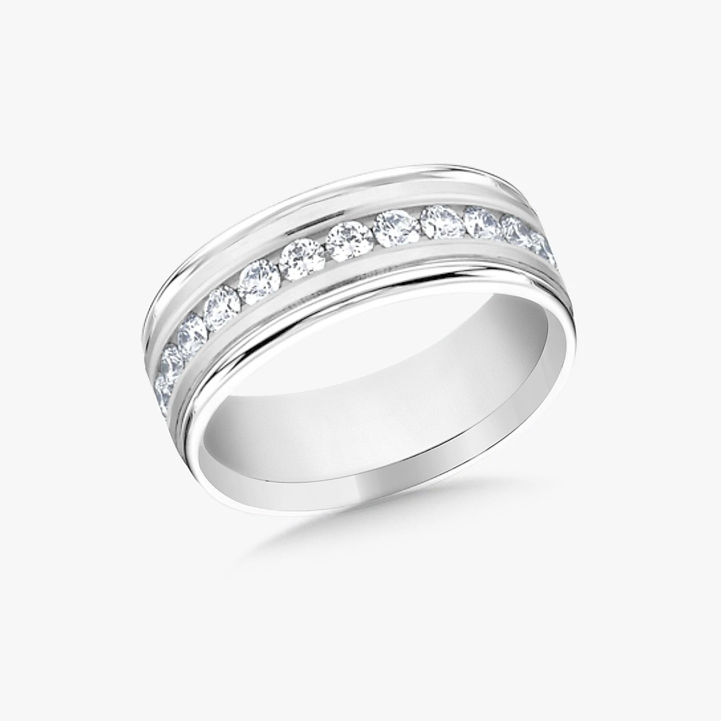 Channel Set Diamond Wedding Band 8mm
