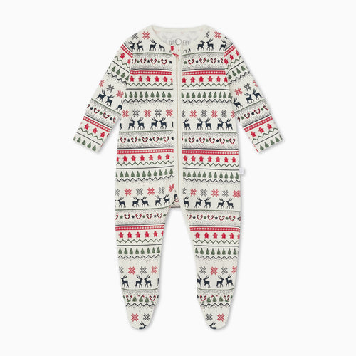 Fair Isle Print Clever Zip Sleepsuit