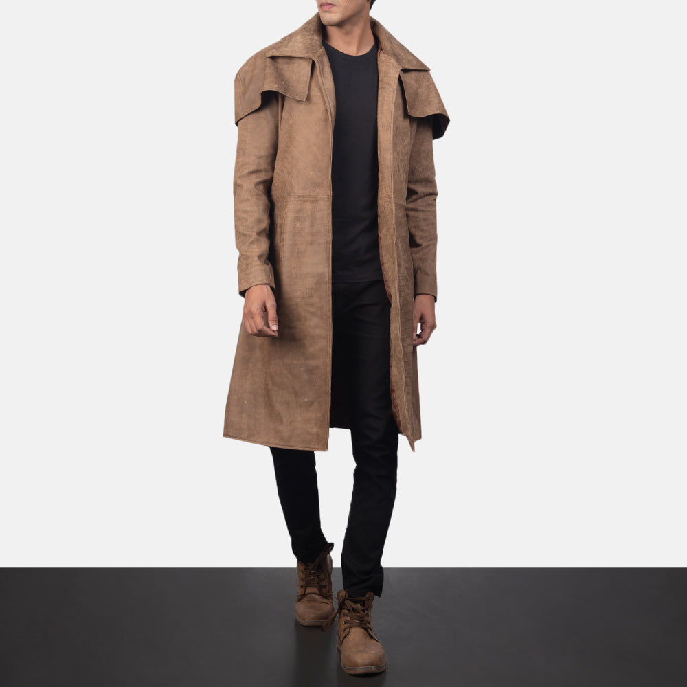Classic Brown Leather Duster