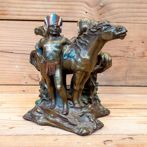 1928 Bronze Native American Bookends