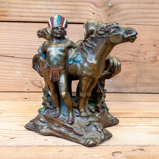 1928 Bronze Native American Bookends
