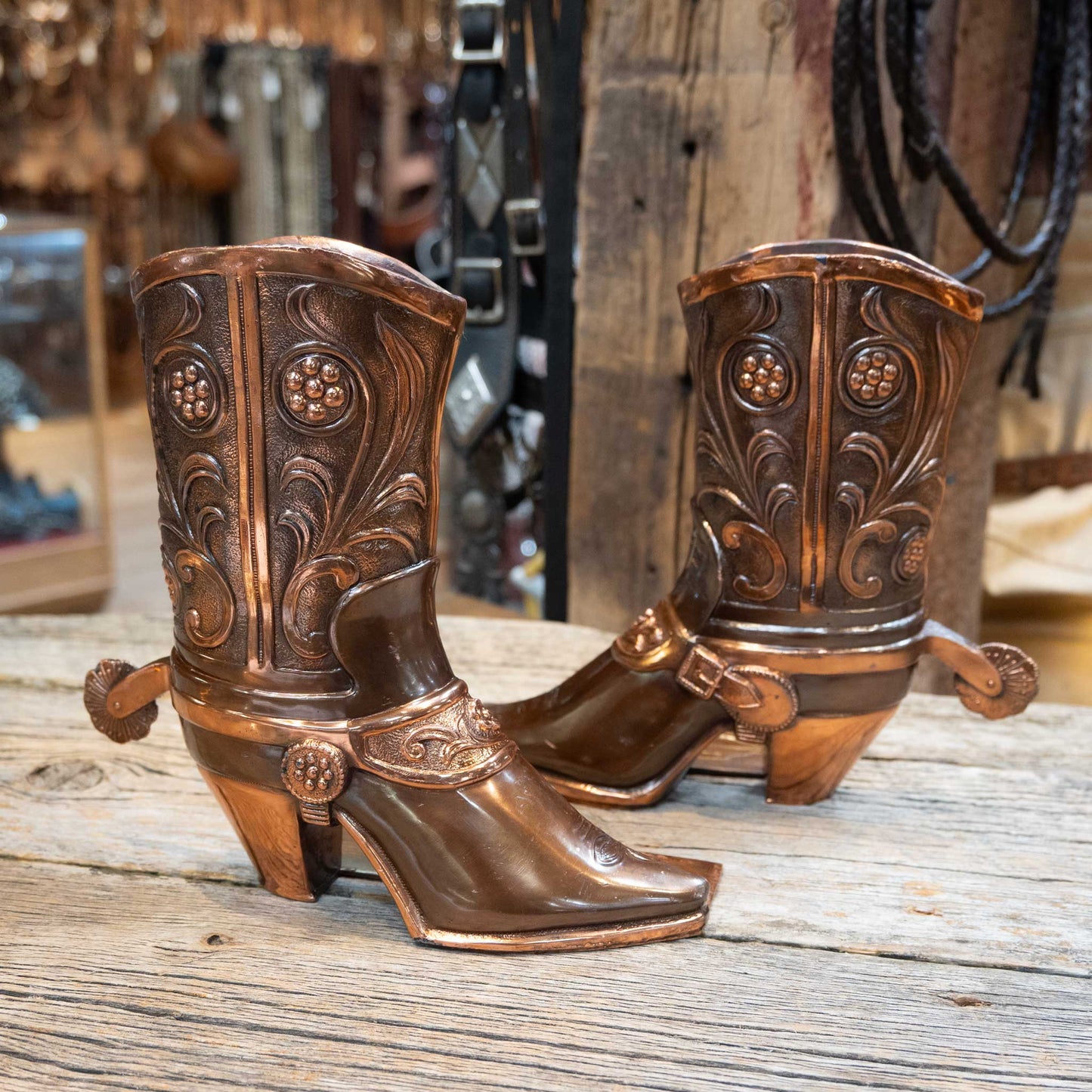 1940's Cast Metal Boots & Spurs Bookends